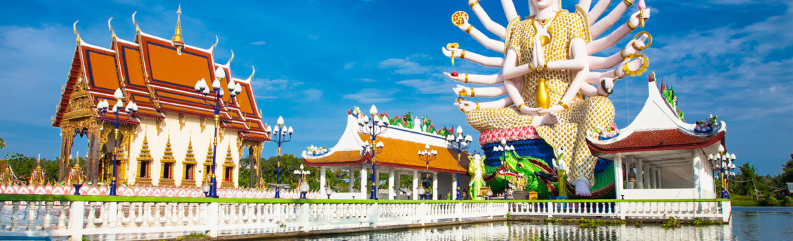 Wat Plai Laem temple with 18 hands God statue (Guanyin) , Koh Sa