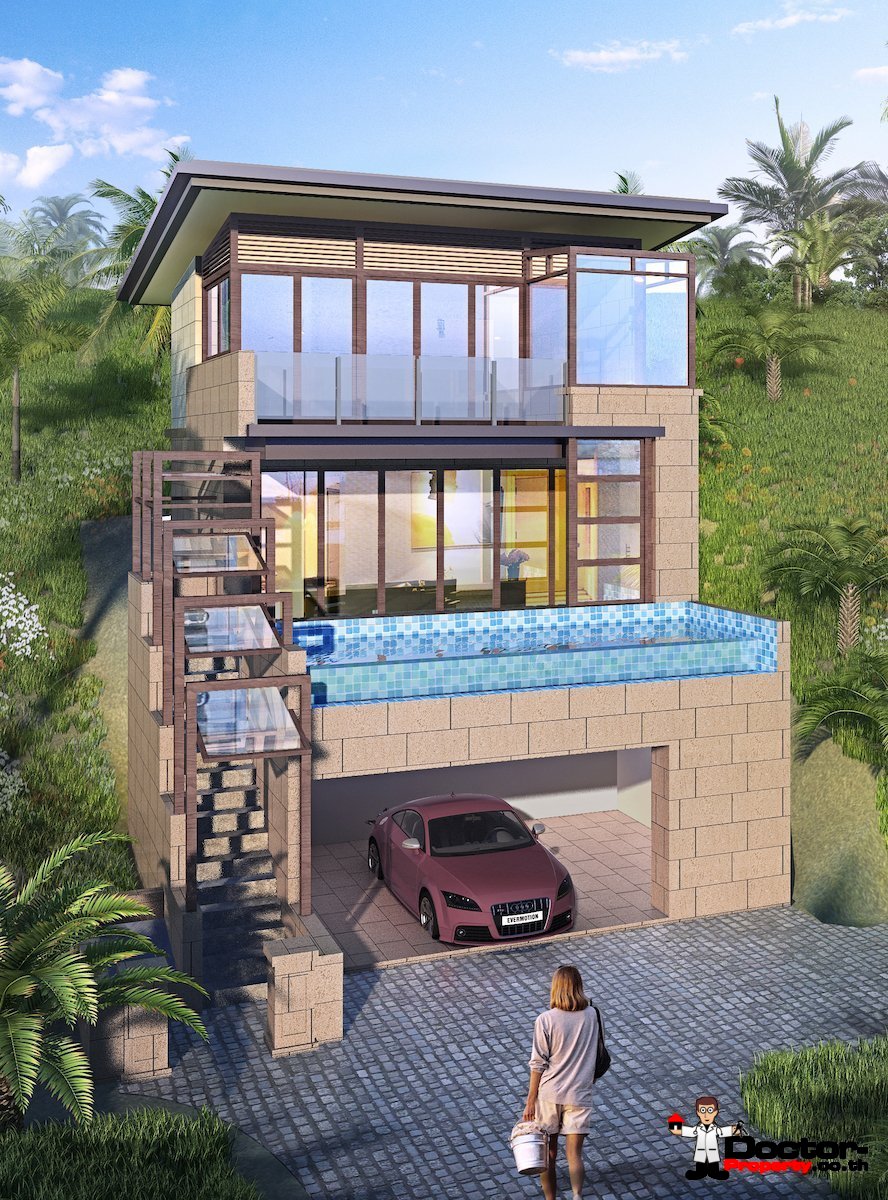 New 1 Bedroom Villa with Seaview - Chaweng Noi, Koh Samui -For Sale