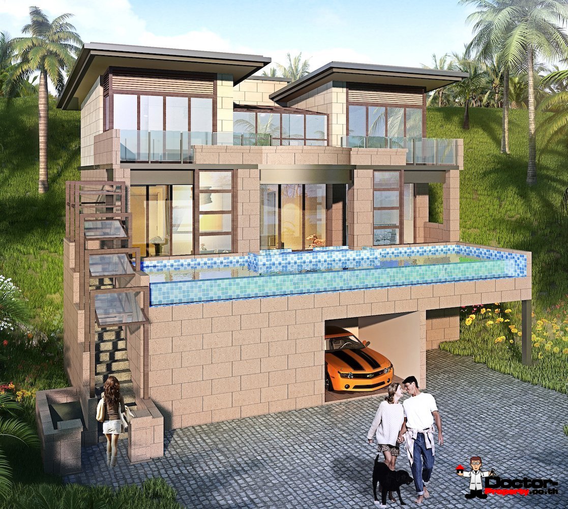 New 3 Bedroom Villa with Seaview - Chaweng Noi, Koh Samui - For Sale