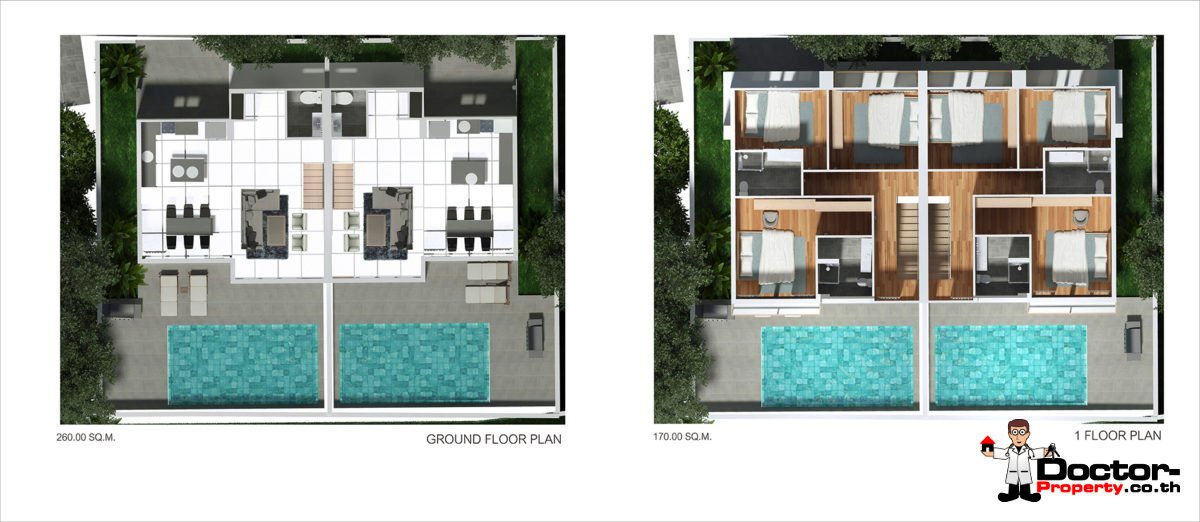 New 3 bedroom Pool Villas with Sea View in Plai Laem - Koh Samui