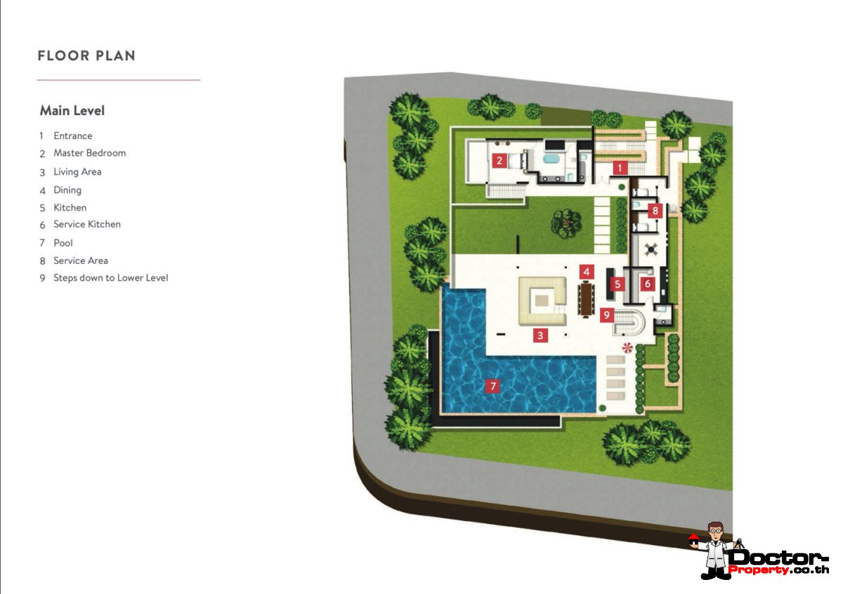 Main Level - 4 Bedroom Luxury Pool Villa, Choeng Mon, Koh Samui — For Sale