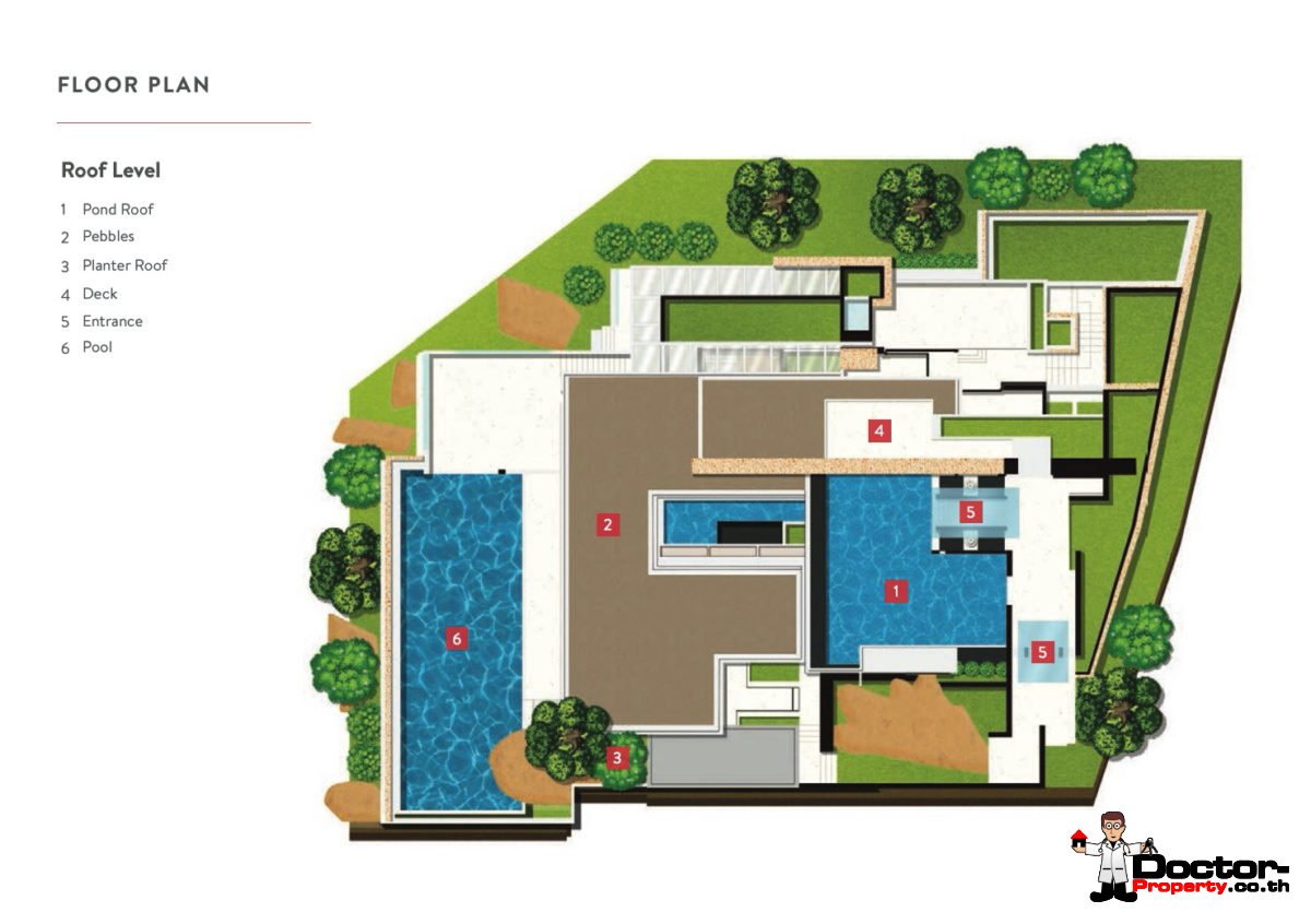 Roof Level - Bedroom Luxury Pool Villa, Choeng Mon, Koh Samui — For Sale