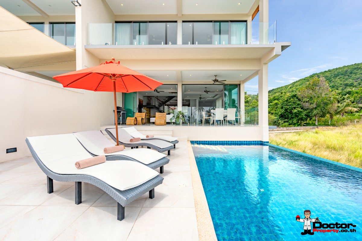 3 Bedroom Twin Villa, Sea View, Pool - Bang Rak, Koh Samui - For Sale