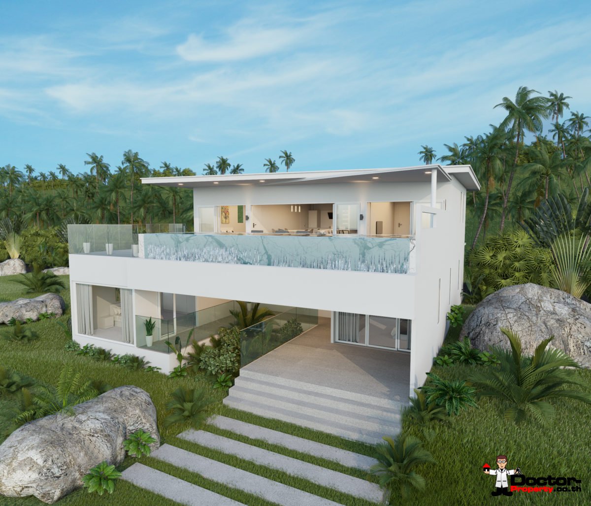 3 Bedroom Pool Villa with Sea View - Chaweng, Koh Samui - For Sale