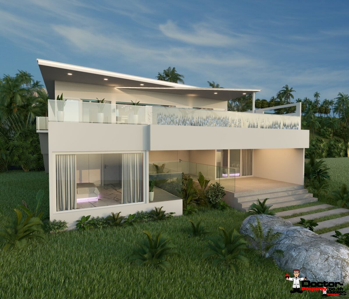 3 Bedroom Pool Villa with Sea View - Chaweng, Koh Samui - For Sale
