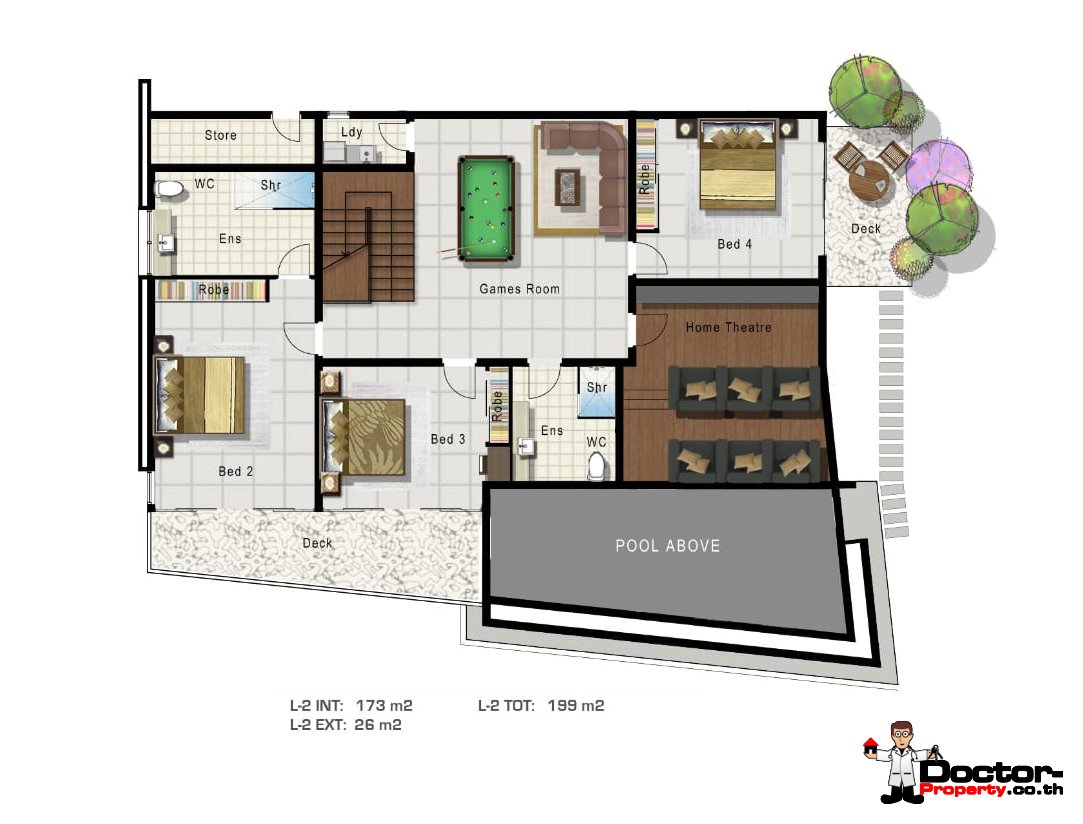 Lower Level -4 Bedroom Sea View Pool Villa - Mae Nam, Koh Samui - For Sale