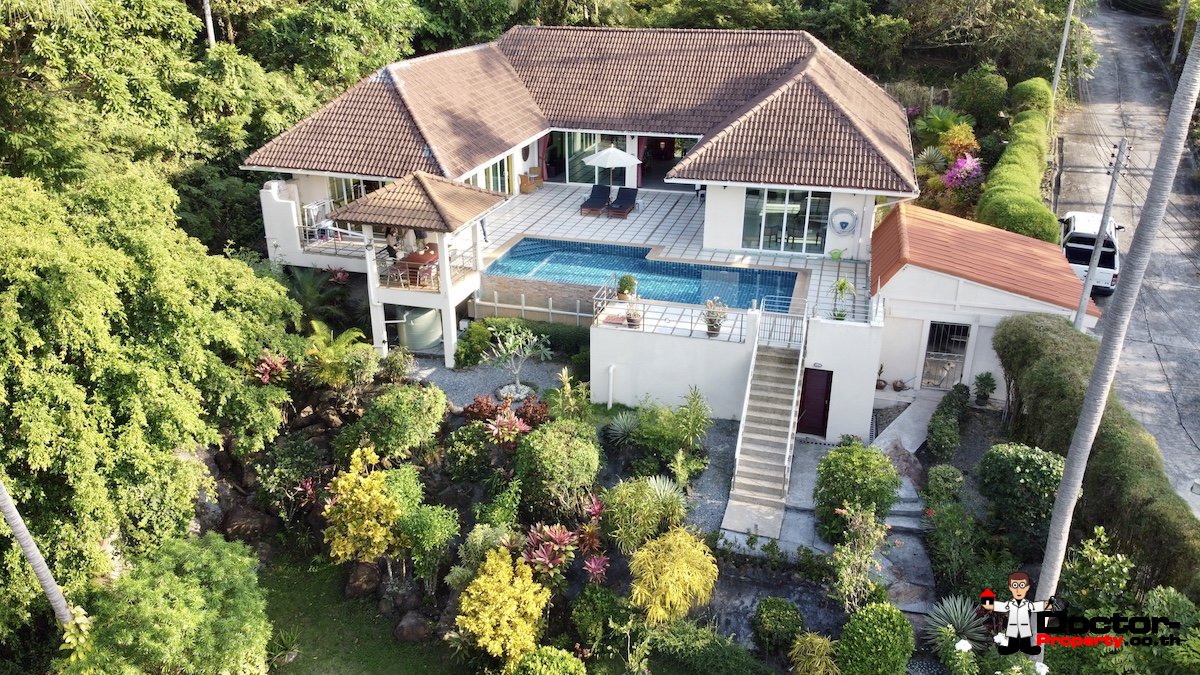 3 Bedroom House on 1 rai, Sea View - Taling Ngam, Koh Samui - For Sale