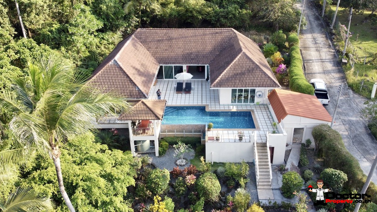 3 Bedroom House on 1 rai, Sea View - Taling Ngam, Koh Samui - For Sale