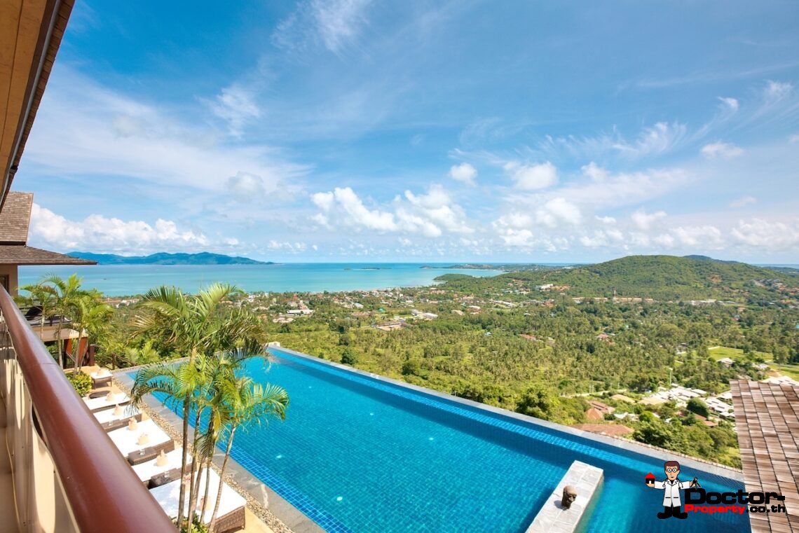 Traditional 5 Bedroom Panoramic Sea View Villa – Bo Phut, Koh Samui – For Sale