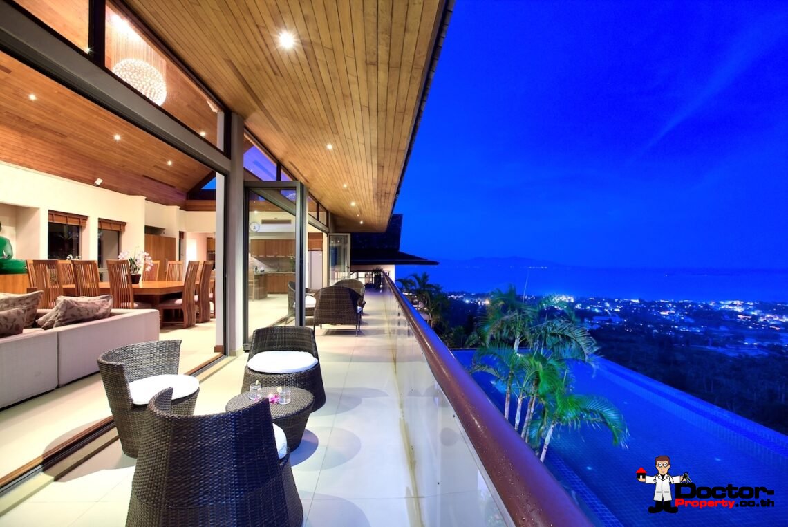 Traditional 5 Bedroom Panoramic Sea View Villa – Bo Phut, Koh Samui – For Sale