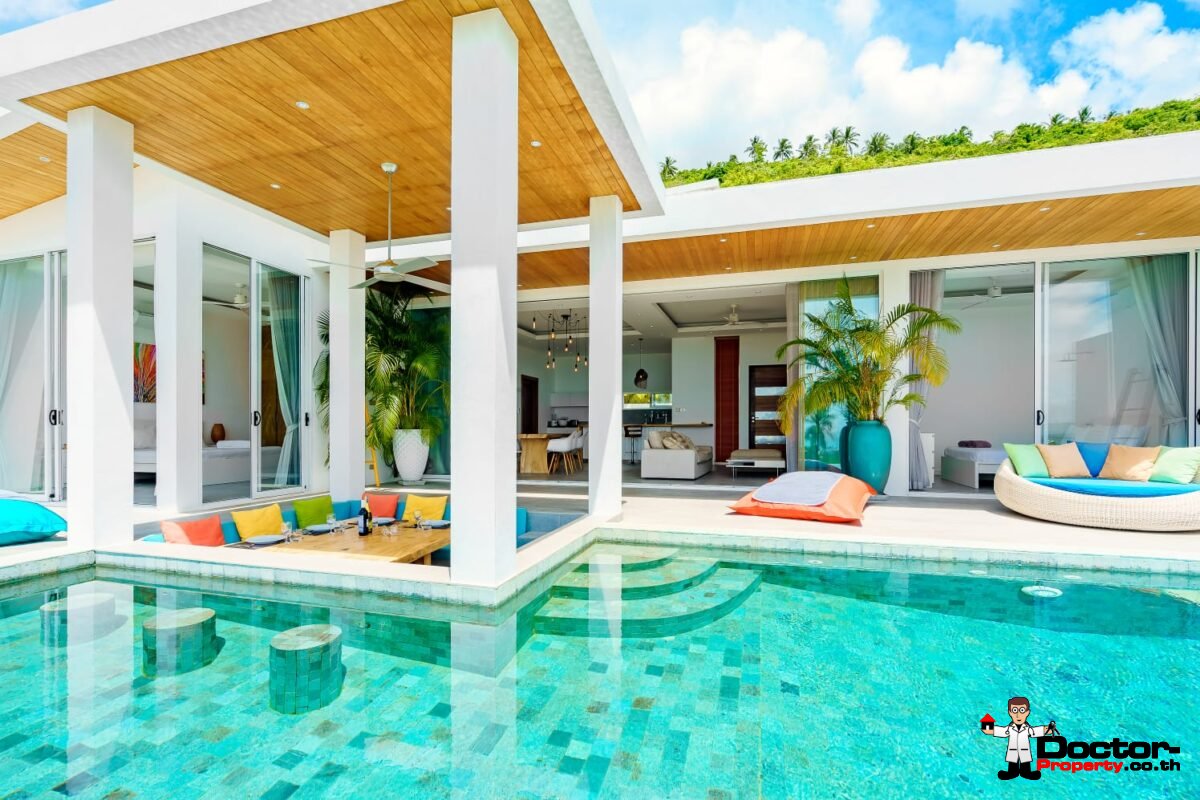 New 3 Bedroom Villa with Sea View – Bophut, Koh Samui – For Sale