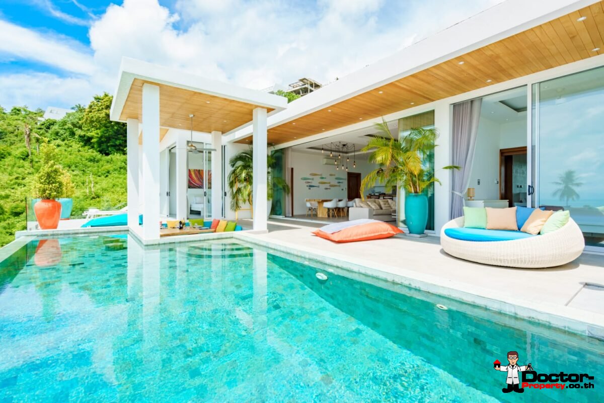 New 3 Bedroom Villa with Sea View – Bophut, Koh Samui – For Sale