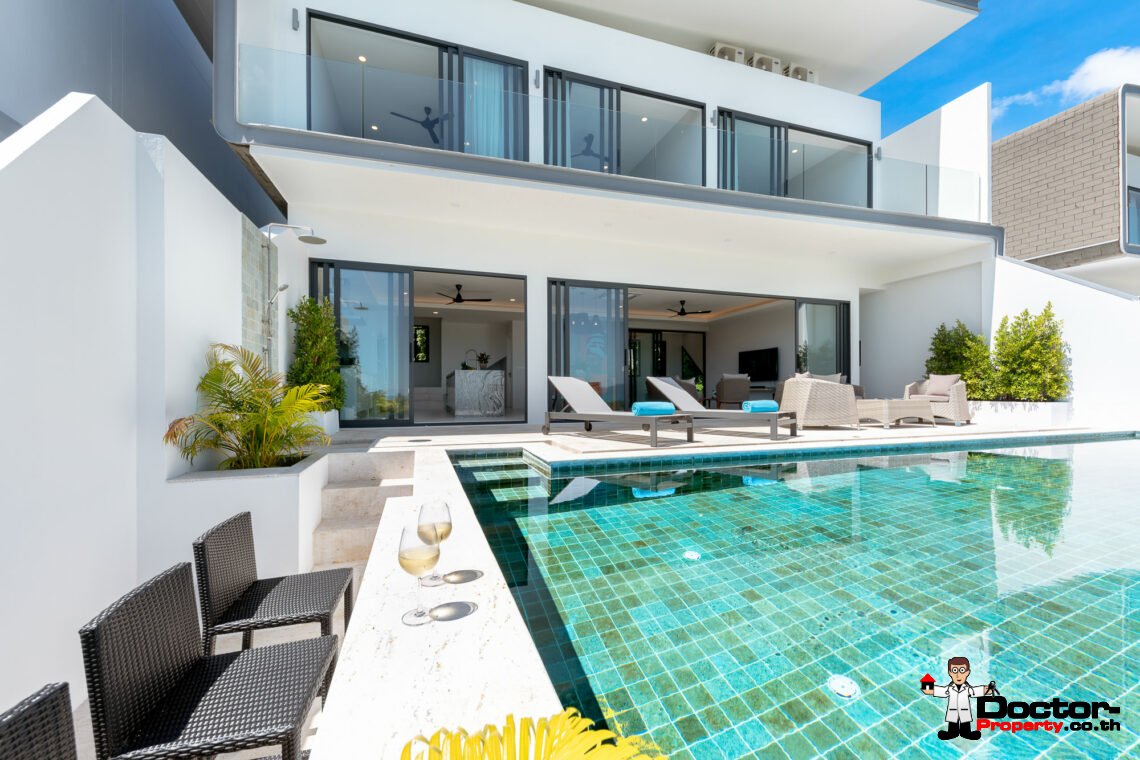New 3 Bedroom Seaview Villa – Bophut, Samui – For Sale