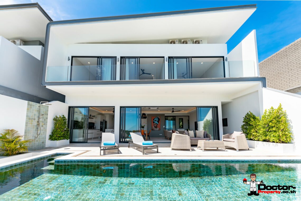 New 3 Bedroom Seaview Villa – Bophut, Samui – For Sale