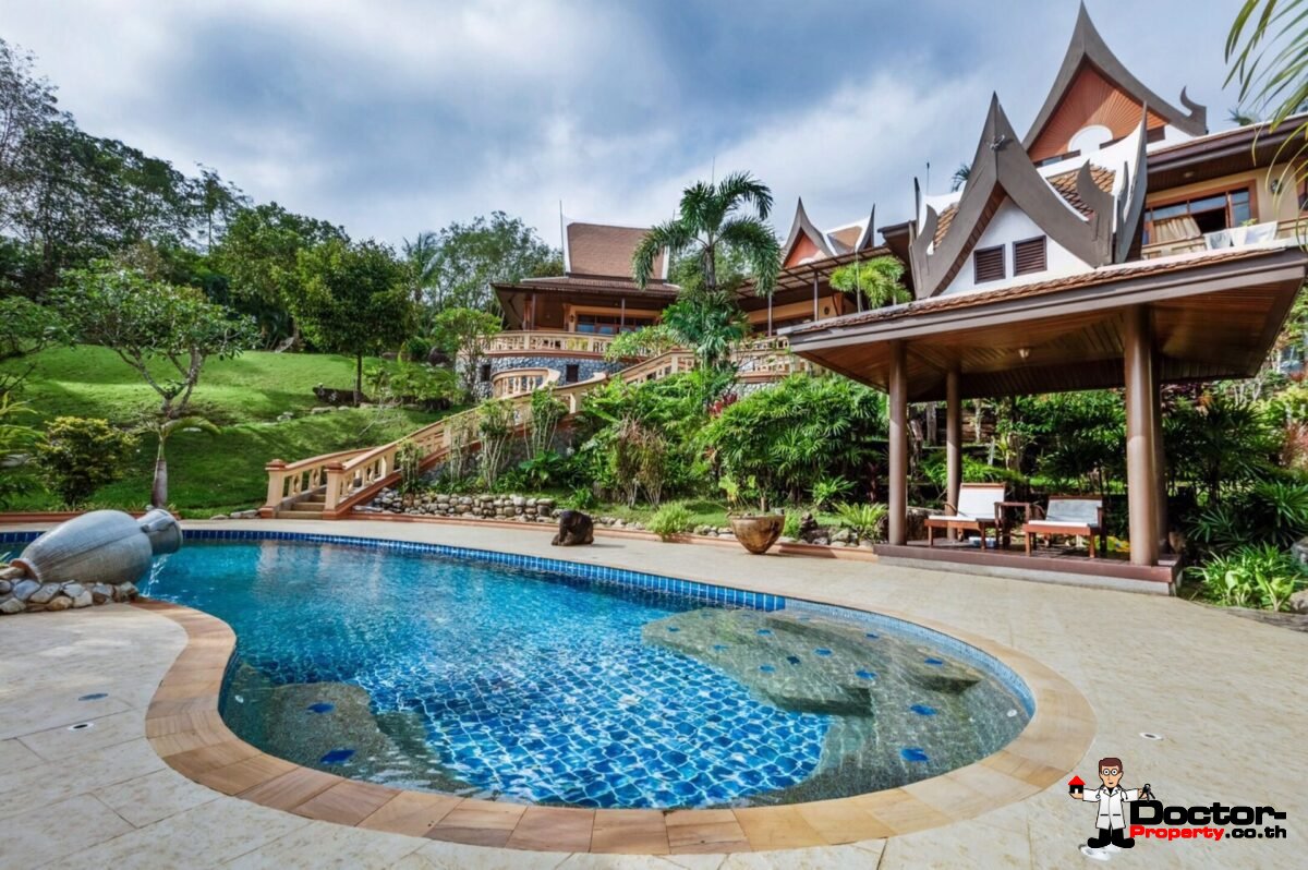 7 Bedroom Thai Style Sea View Pool Villa - Layan Beach - Phuket West - for sale