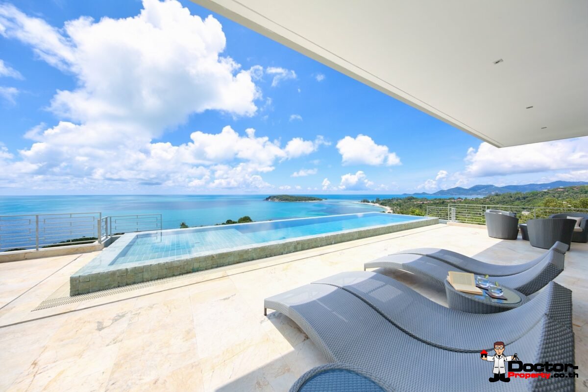 Modern 4 Bed Villa with Stunning Views in Private Estate – Choeng Mon, Koh Samui – For Sale