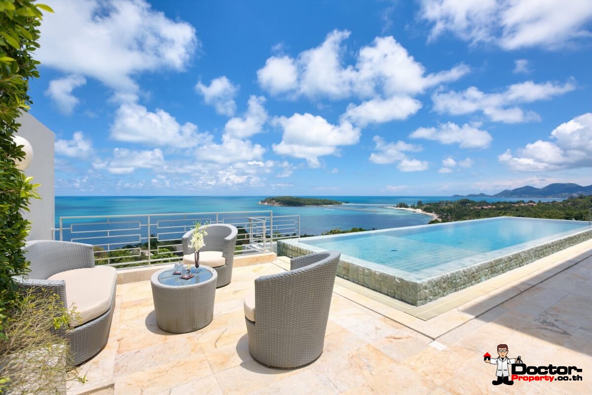 Modern 4 Bed Villa with Stunning Views in Private Estate – Choeng Mon, Koh Samui – For Sale