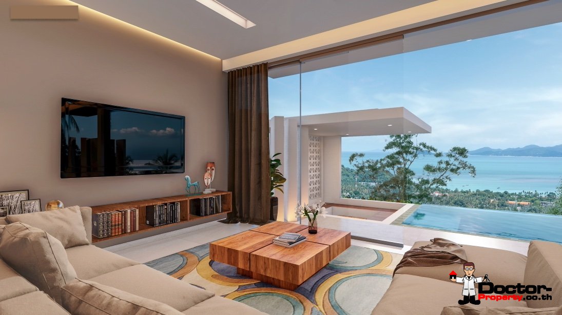 Brand New 3-Bed Contemporary Pool Villa – Sea View – Bang Por – Koh Samui – for sale
