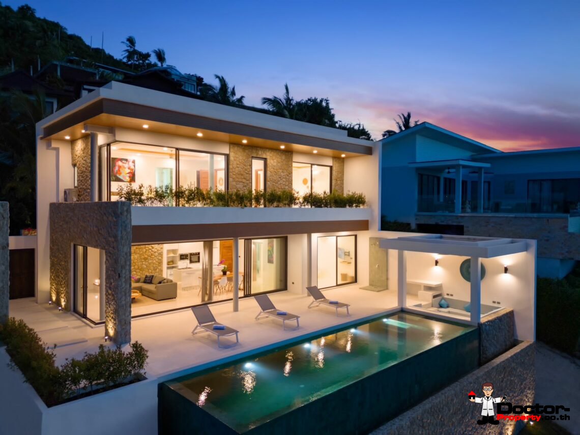 New 3-4 Bedroom Seaview Villas – Bophut, Koh Samui – For Sale