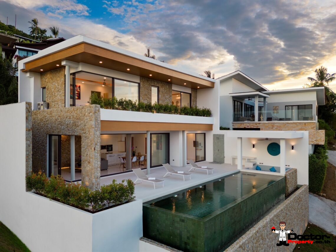 New 3-4 Bedroom Seaview Villas – Bophut, Koh Samui – For Sale