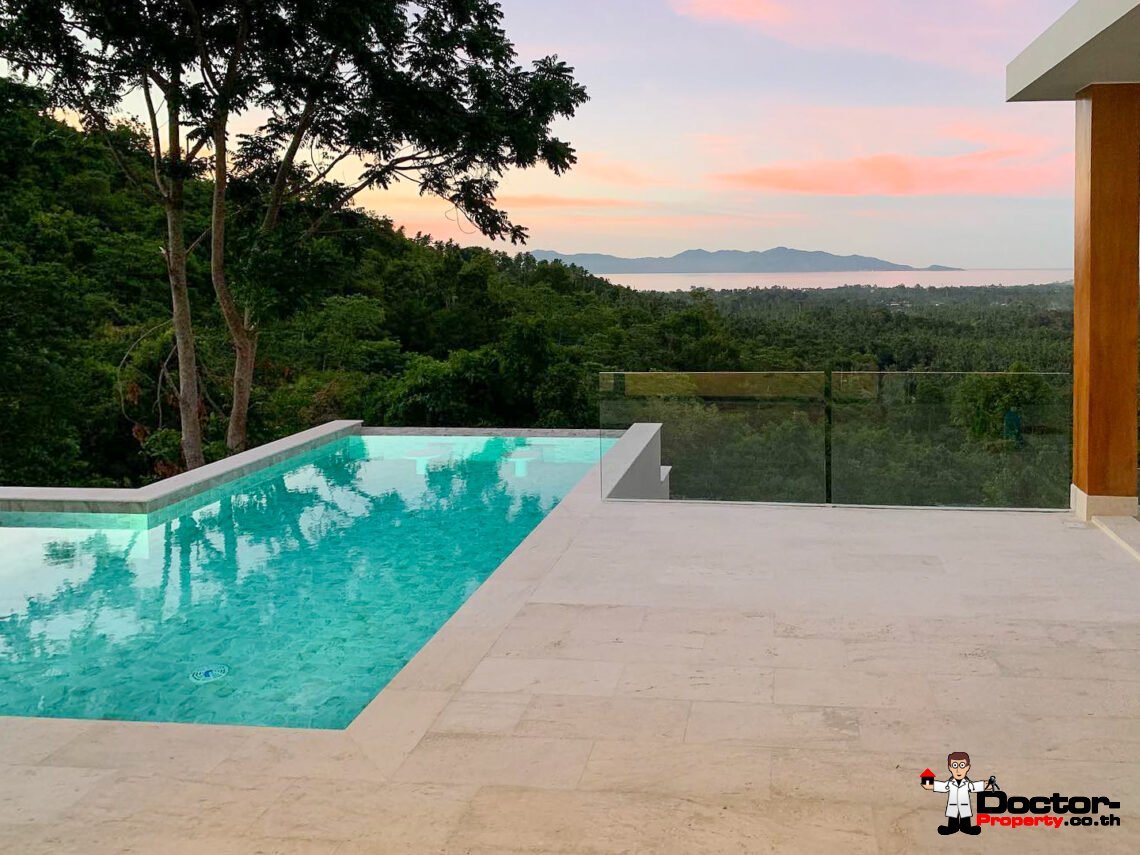 New 4 Bedroom Hillside Villa with Sea View in Chaweng, Koh Samui – For Sale