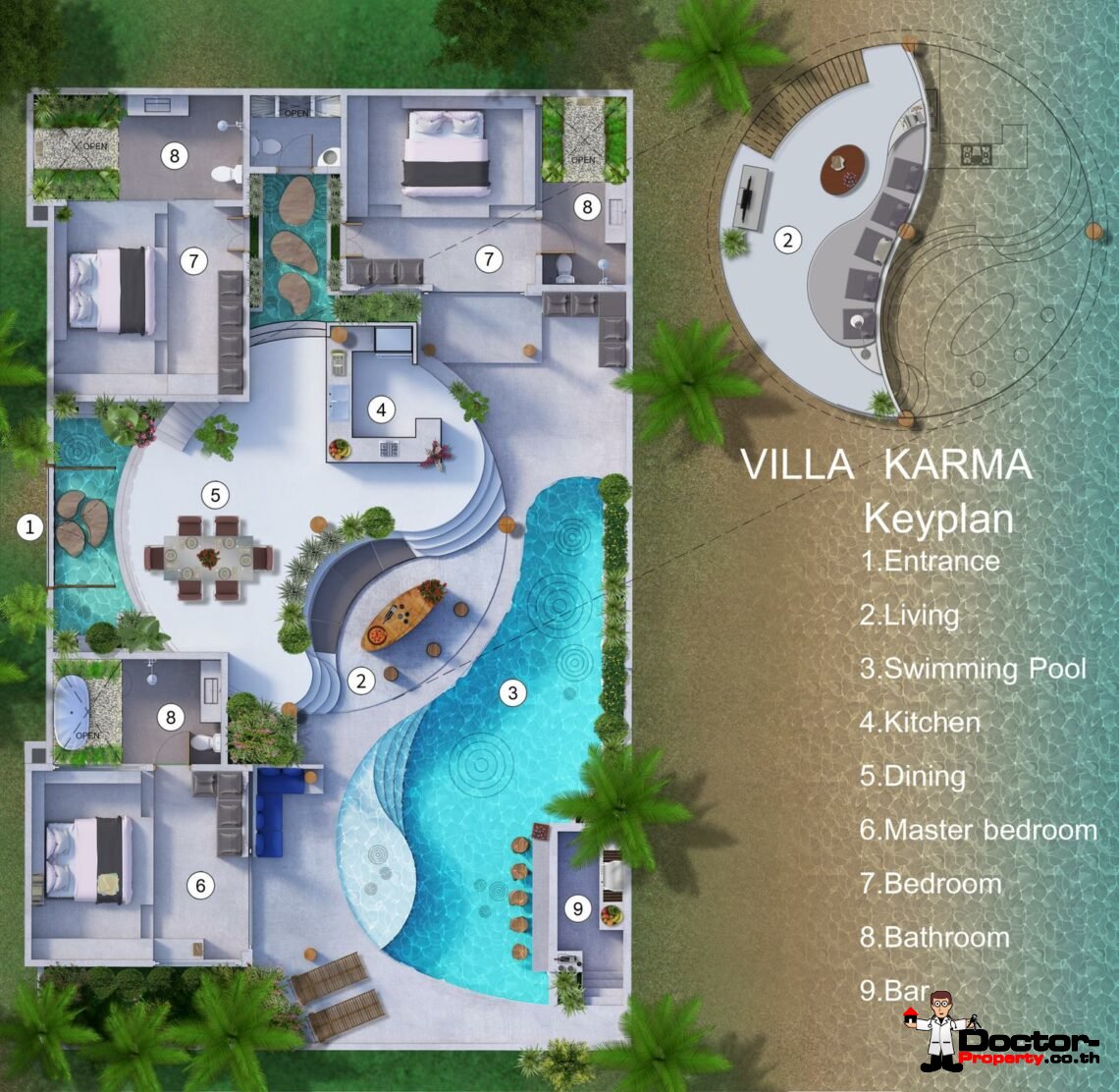 2-3 Bed Luxury Tropical Garden – Bophut, Koh Samui – For sale