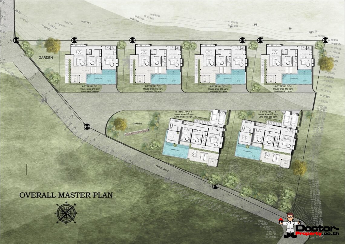 New 3 Bedroom Hillside Villa with Sea View in Chaweng, Koh Samui – For Sale