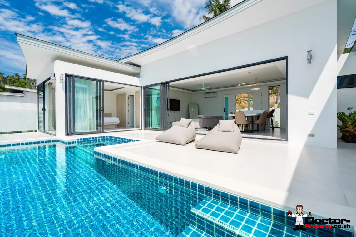 New 3 Bedroom Villa with amazing sea view in Chaweng Noi, Koh Samui – For Sale