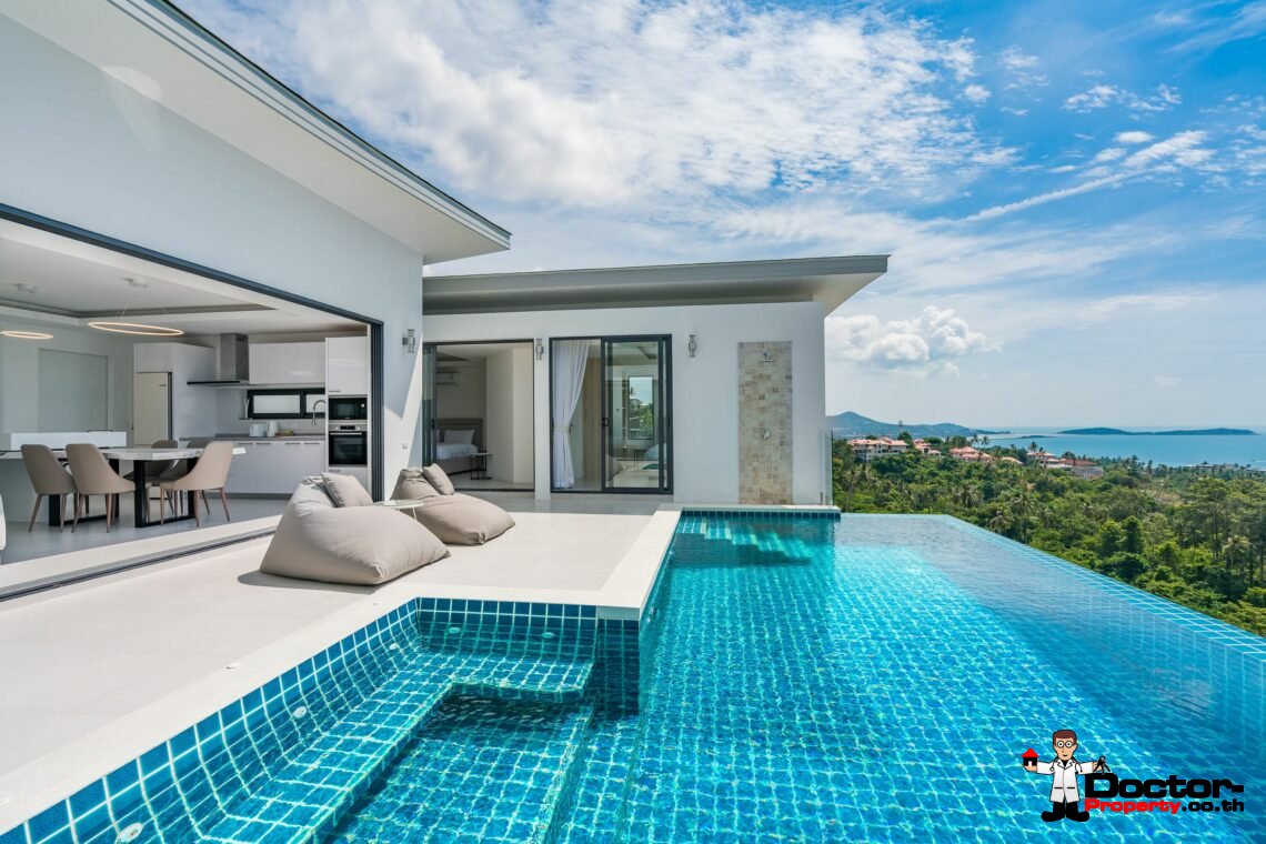 New 3 Bedroom Villa with amazing sea view in Chaweng Noi, Koh Samui – For Sale