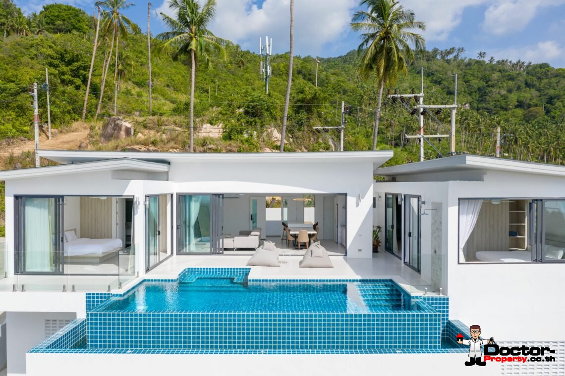New 3 Bedroom Villa with amazing sea view in Chaweng Noi, Koh Samui – For Sale
