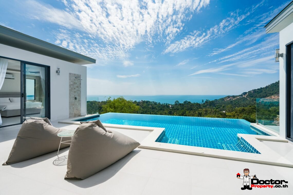 New 3 Bedroom Villa with amazing sea view in Chaweng Noi, Koh Samui – For Sale