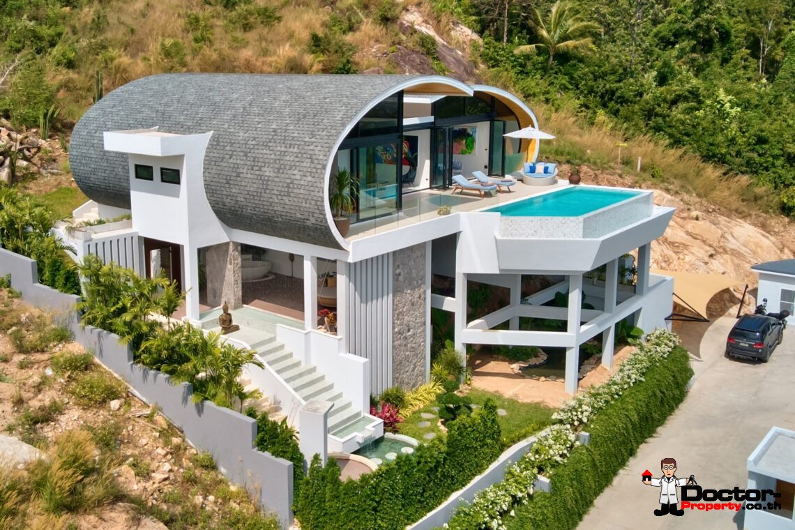 3 Bed Pool Villa with Zen Room, Sea View – Chaweng Noi, Koh Samui – For Sale