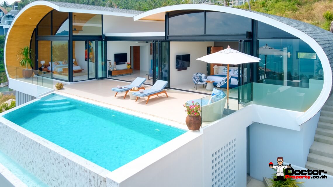 3 Bed Pool Villa with Zen Room, Sea View – Chaweng Noi, Koh Samui – For Sale