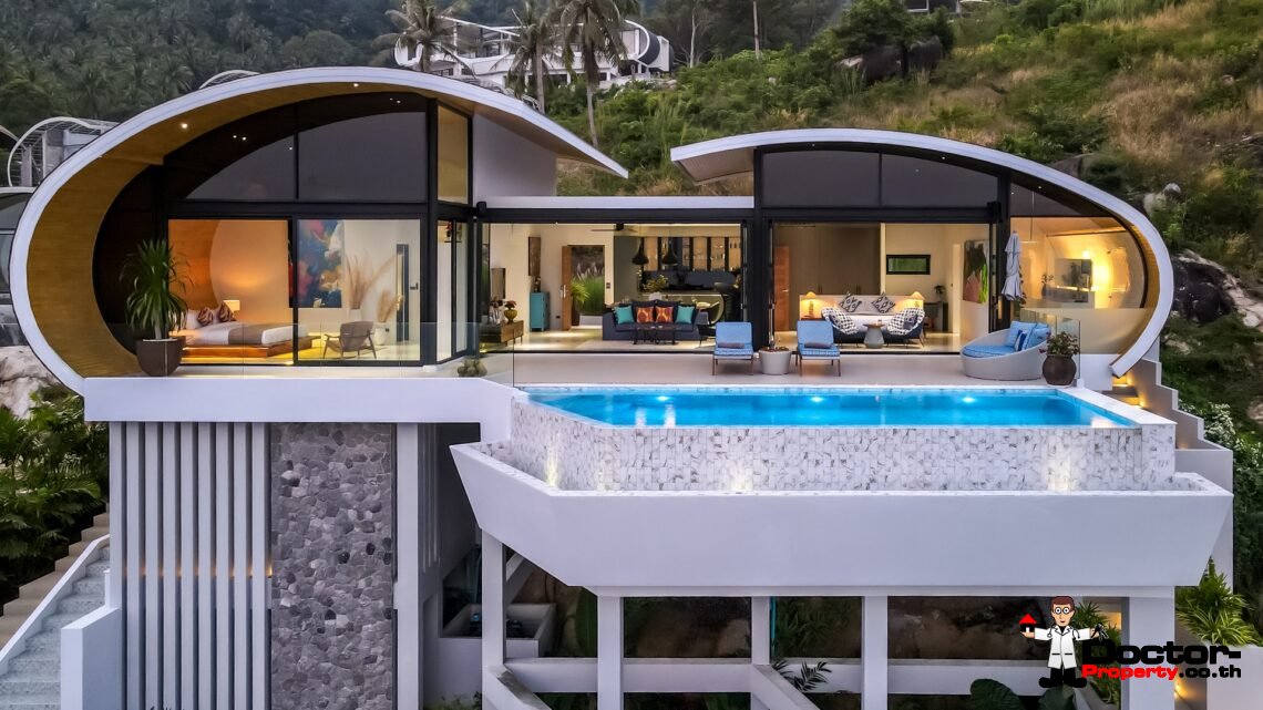 3 Bed Pool Villa with Zen Room, Sea View – Chaweng Noi, Koh Samui – For Sale