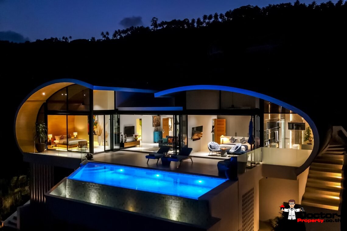 3 Bed Pool Villa with Zen Room, Sea View – Chaweng Noi, Koh Samui – For Sale