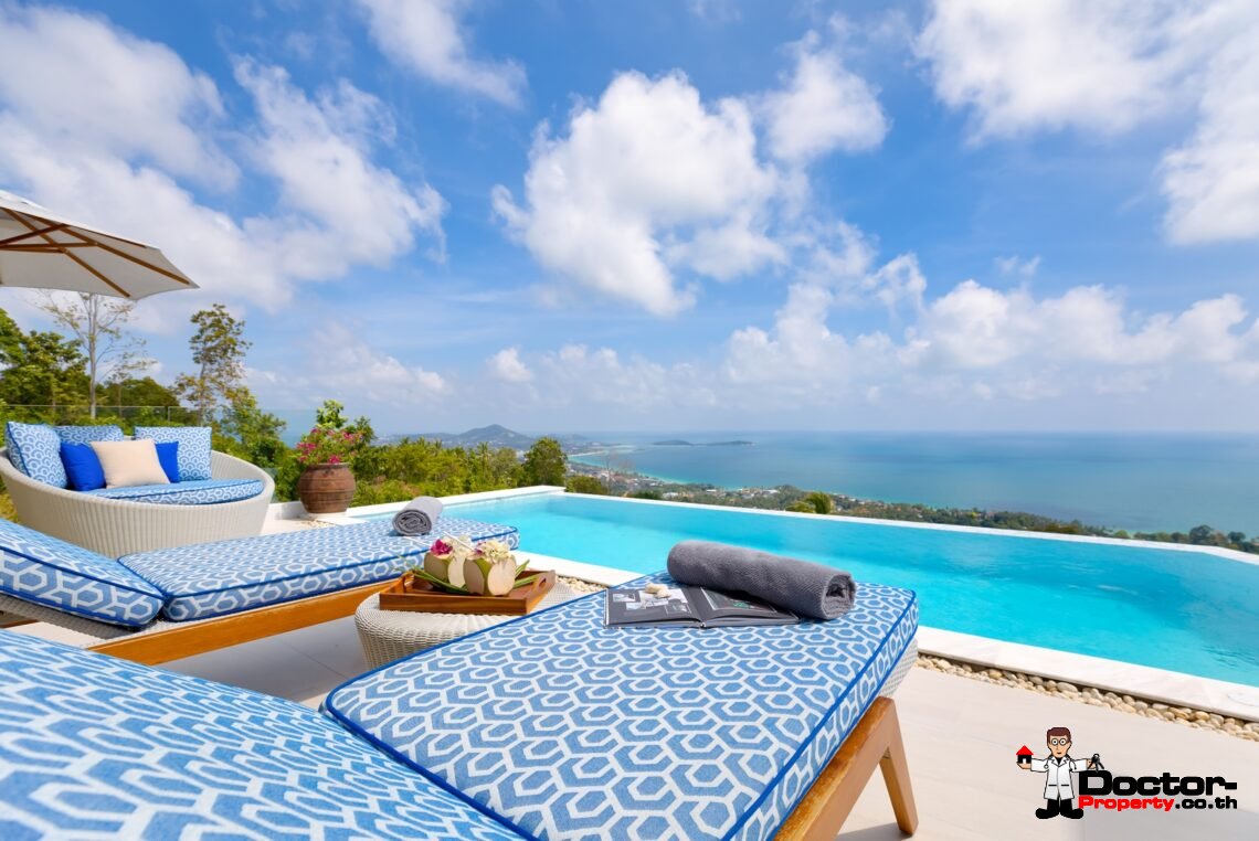 3 Bed Pool Villa with Zen Room, Sea View – Chaweng Noi, Koh Samui – For Sale