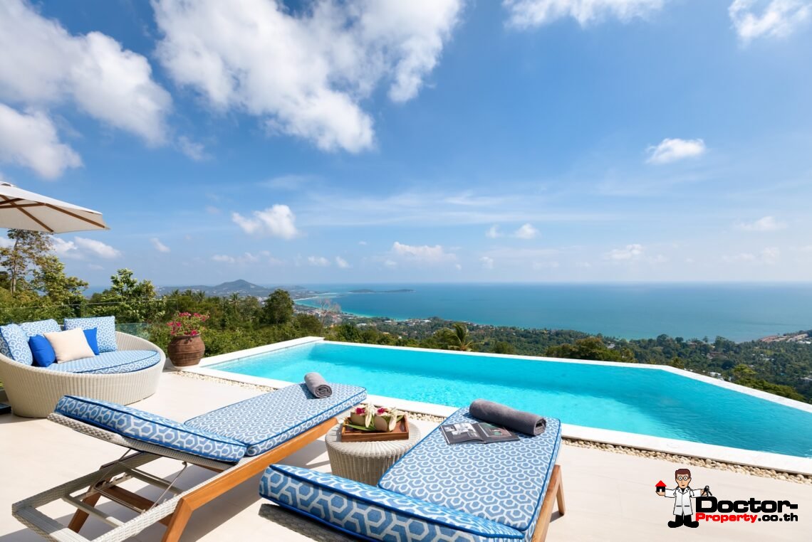 3 Bed Pool Villa with Zen Room, Sea View – Chaweng Noi, Koh Samui – For Sale