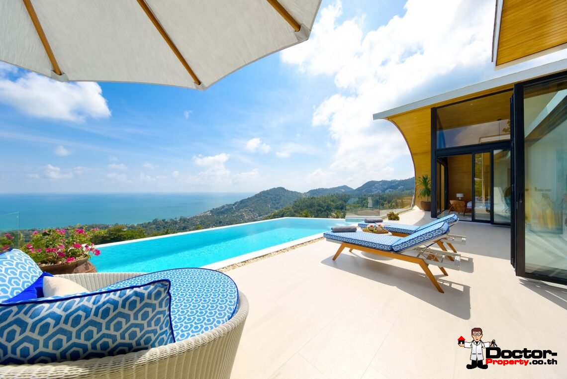 3 Bed Pool Villa with Zen Room, Sea View – Chaweng Noi, Koh Samui – For Sale