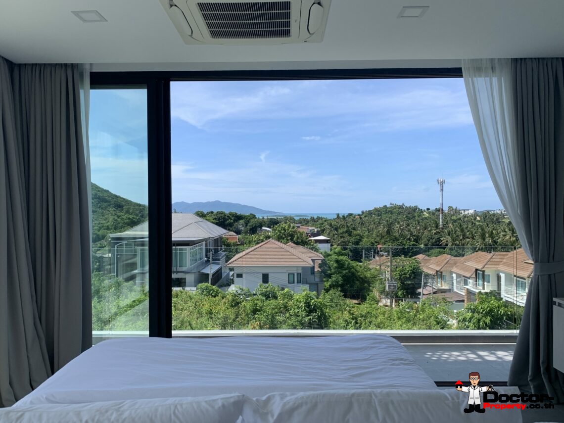 Newly Built 3 Bed Modern Sea view Villa – Chaweng, Koh Samui – For Sale