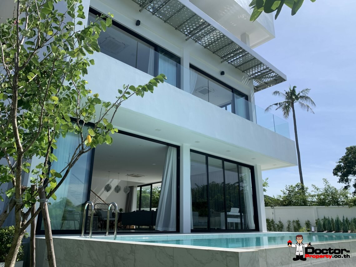 Newly Built 3 Bed Modern Sea view Villa – Chaweng, Koh Samui – For Sale