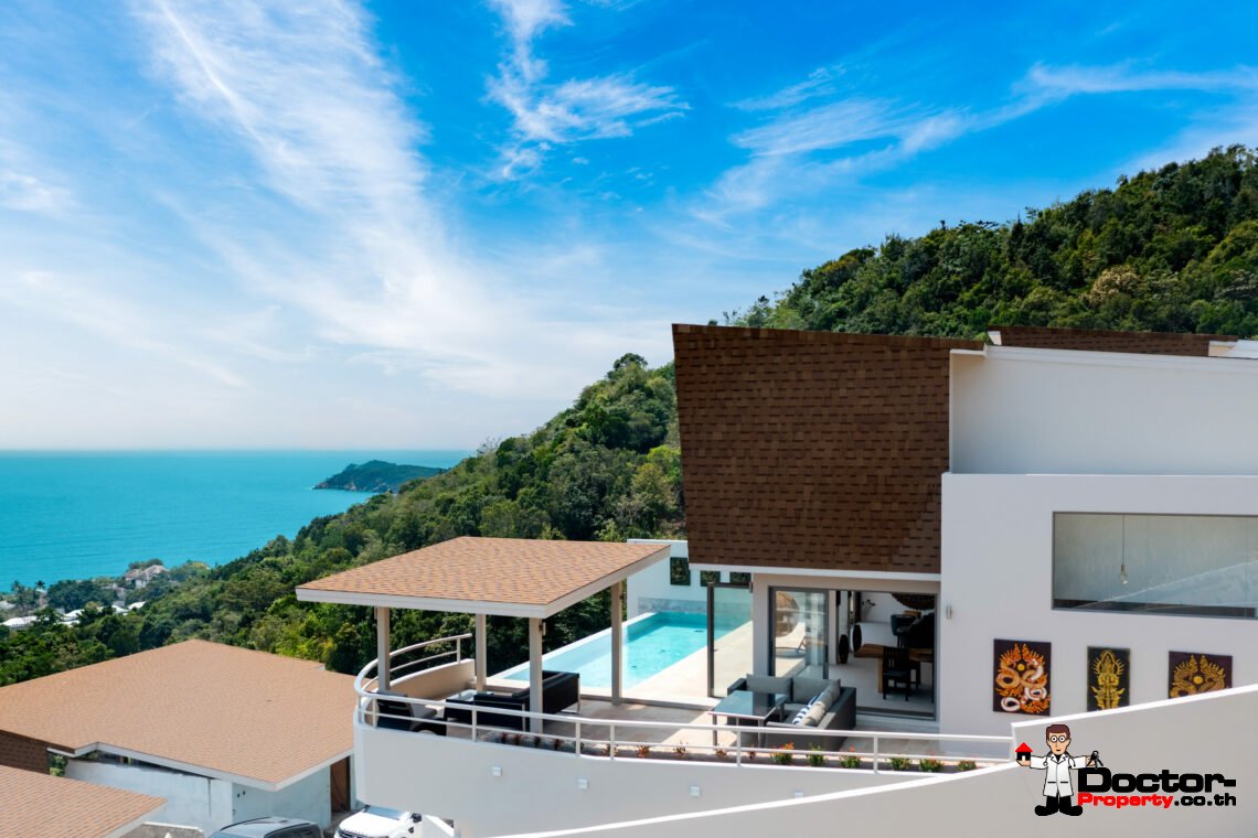 New 3 – 5 Bedroom Pool Villas, Sea View – Plai Laem, Koh Samui – For Sale