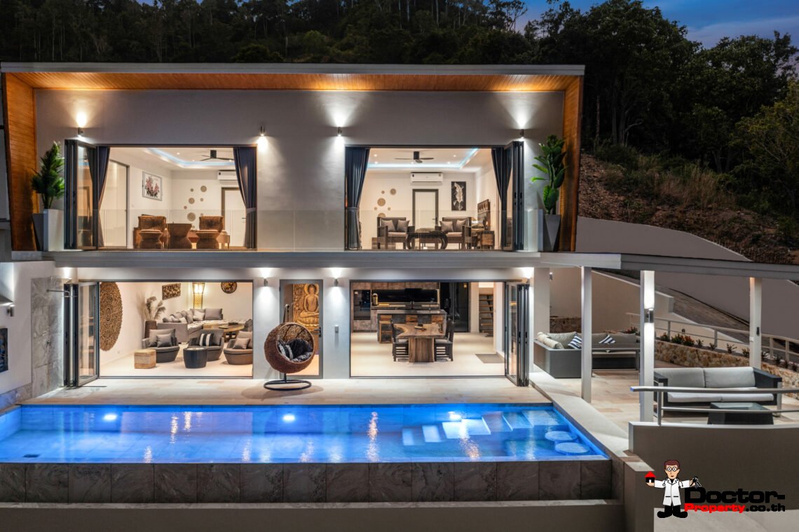 New 3 – 5 Bedroom Pool Villas, Sea View – Plai Laem, Koh Samui – For Sale