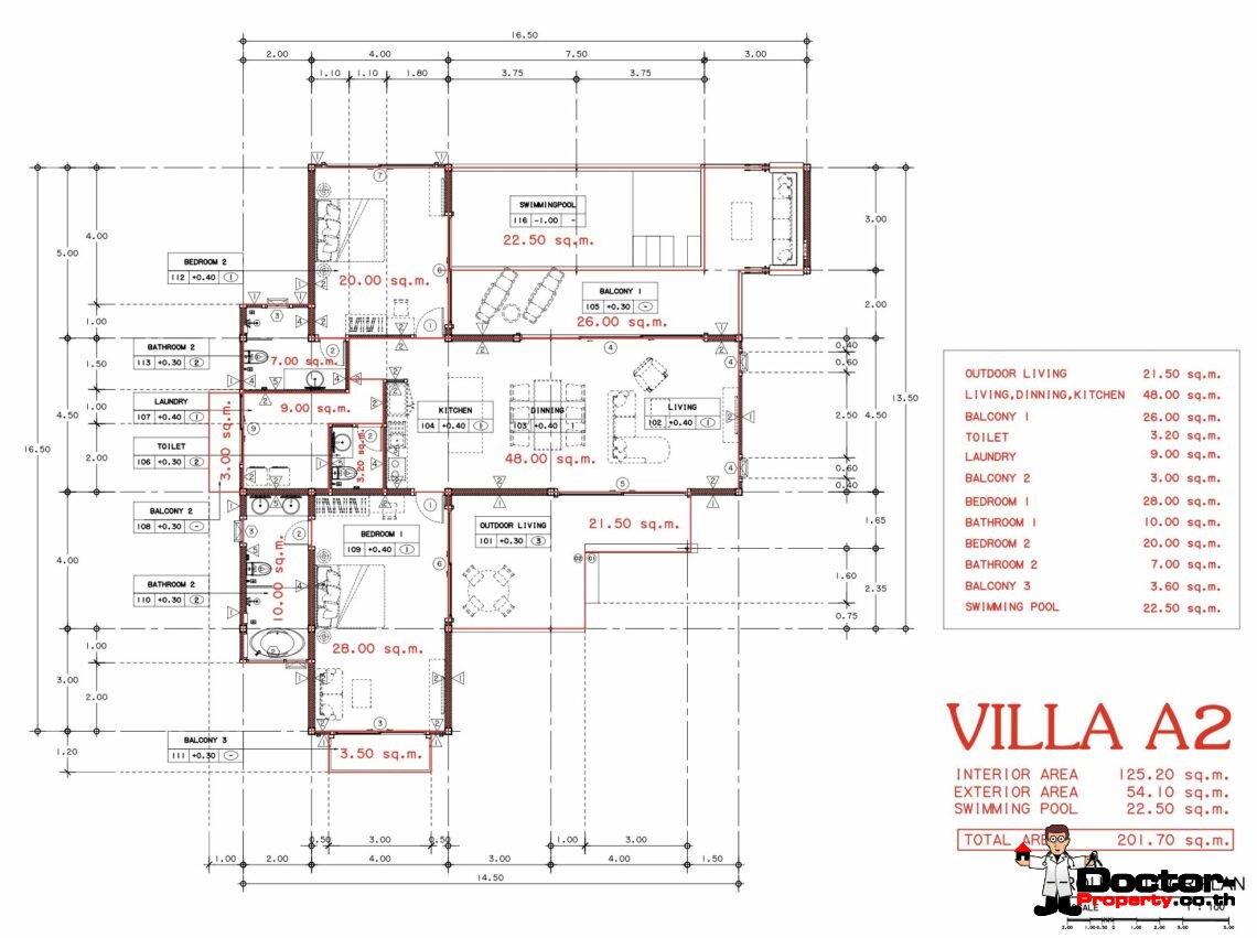 Mediterranean Style 2 Bedroom Garden Pool Villas, Lamai – Koh Samui – For Sale