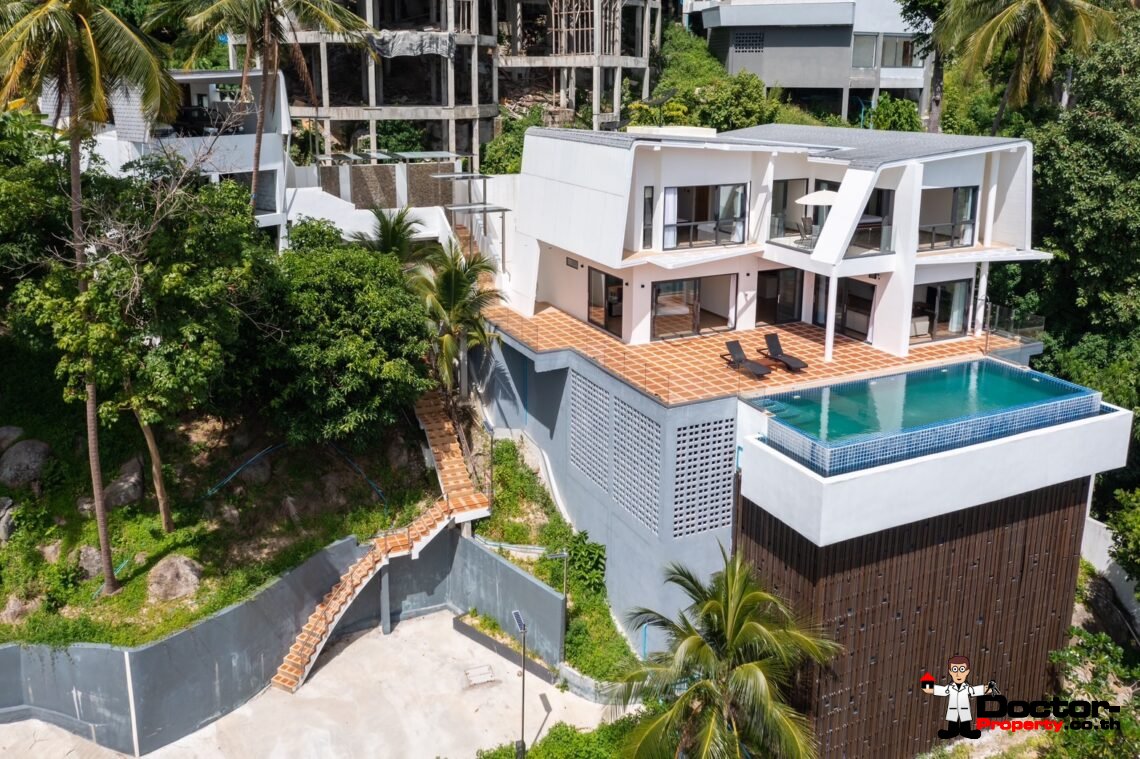 New 3 Bedroom Seaview Villa - Laem Set - Koh Samui - For Sale