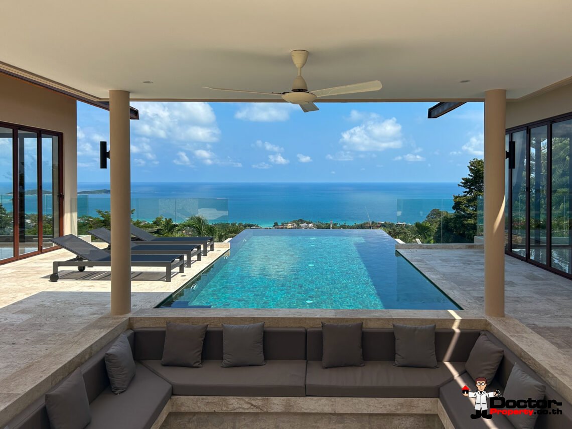 New 3-4 Bedroom Sea View Pool Villa in Chaweng Noi, Koh Samui – For Sale
