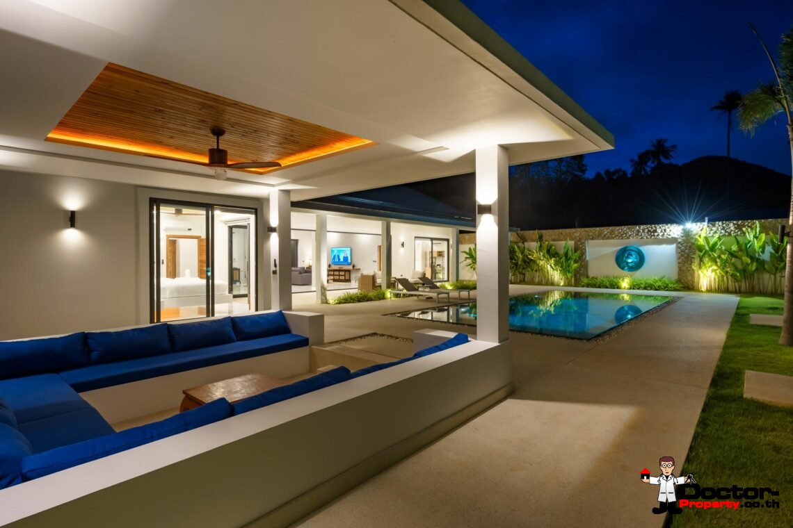 New Balinese Style Modern 3 Bedroom Pool Villa – Mea Nam, Koh Samui – For Sale