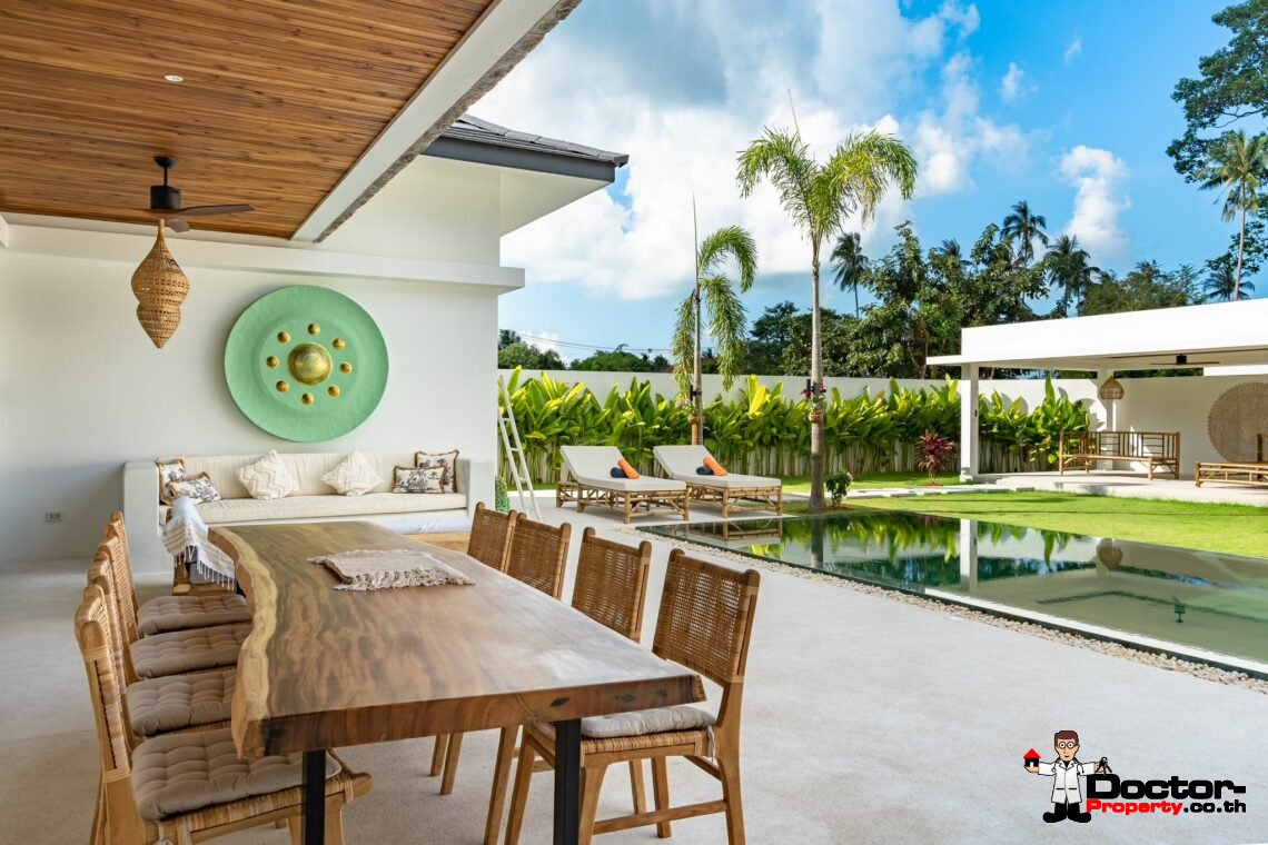 New Balinese Style Modern 4 Bedroom Pool Villa – Mea Nam, Koh Samui – For Sale