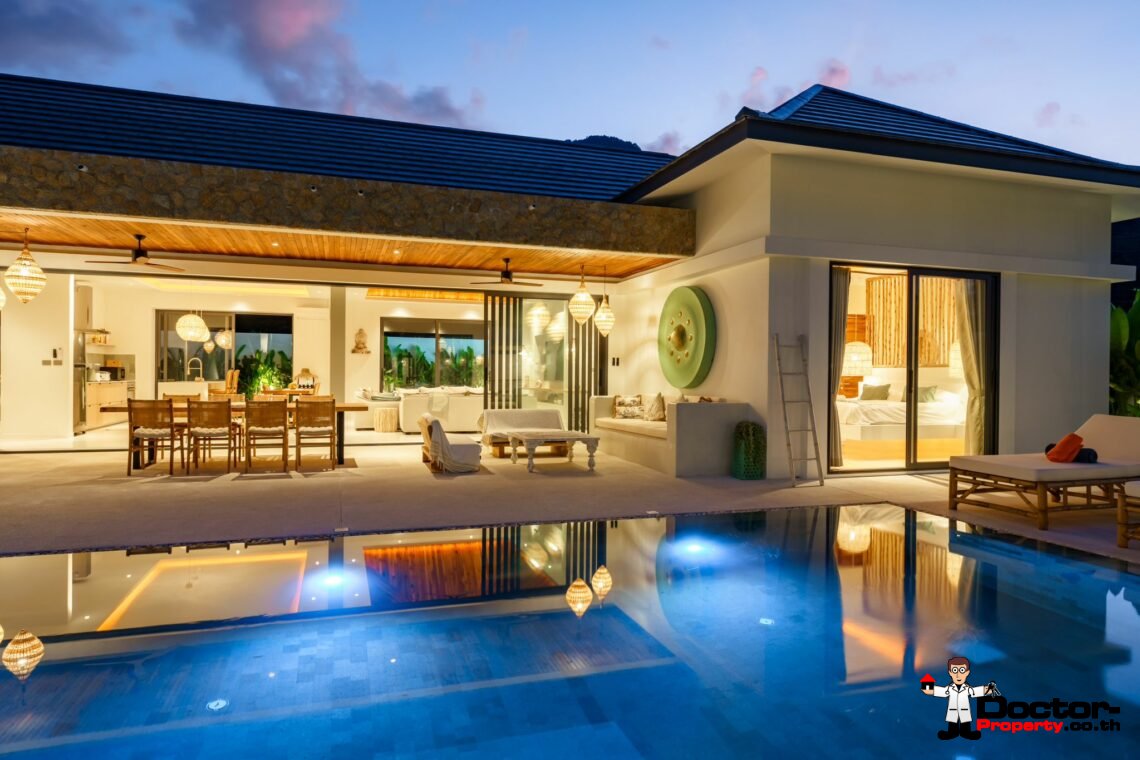 New Balinese Style Modern 4 Bedroom Pool Villa – Mea Nam, Koh Samui – For Sale