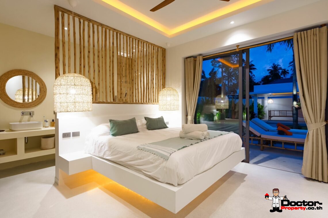 New Balinese Style Modern 4 Bedroom Pool Villa – Mea Nam, Koh Samui – For Sale