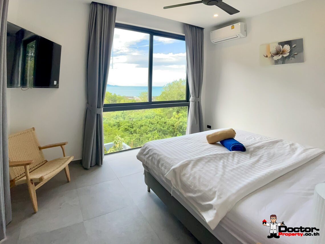 New Stunning 3 Bedroom Sea View Villa – Bophut Hills, Koh Samui – For Sale